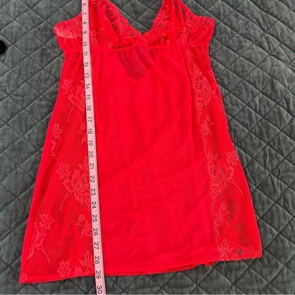 Victoria secret slip large sheer pj lingerie red dress nightie chemise  b4 - Picture 3 of 6